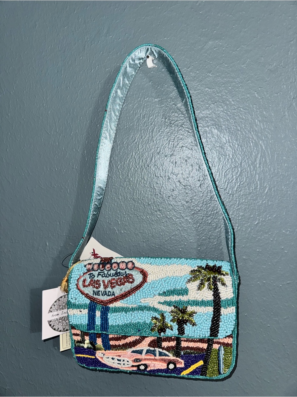 Las Vegas Beaded Scene Shoulder Bag